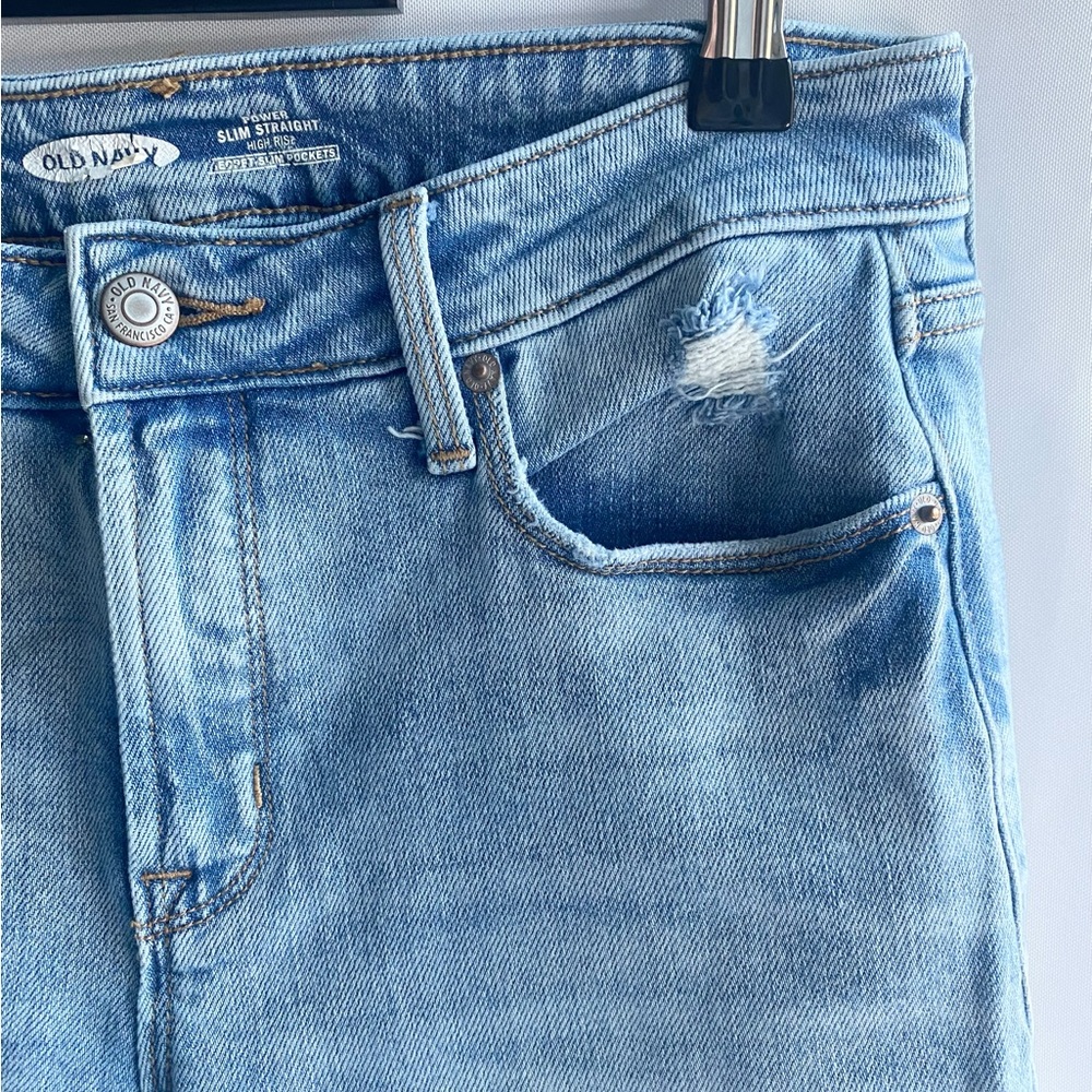 Old Navy Power Slim Straight Jeans – High Rise Ankle | Light Wash